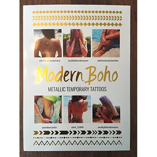 10 Sheets Modern Boho Metallic Tattoos Flash Gold/Silver Ultimate Collection