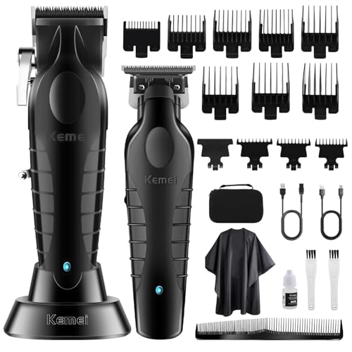 KEMEI Hair Clipper and Trimmer Set Professional Cordless Hair Clipper for Men Electric Beard Trimmers Barber Hair Cuttings Kit, T Blade Trimmers for Men, KM-2296£¬KM-2299