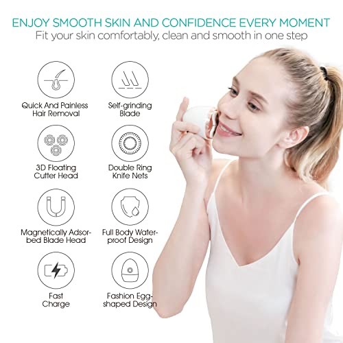 Electric Shaver for Women 3D Floating Blade Rotary Razor Hair Remover for Arms, Legs and Underarms Rechargeable Portable and Safe Wet and Dry Use ES300