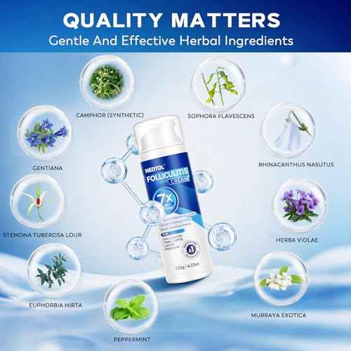 Folliculitis Treatment Cream, 7X Fast-Acting Antibacterial Ointment for Scalp, Face & Body, Relieves Itching, Redness & Bumps, Intensive Skin Therapy ? 120g