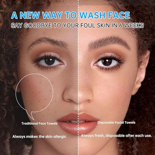 Single Use Face Towels, 10"¡¿12", Ultra Soft and Thick, Disposable Makeup Remover Facial Towels, Dry & Wet Face Wipes for All Skin Types