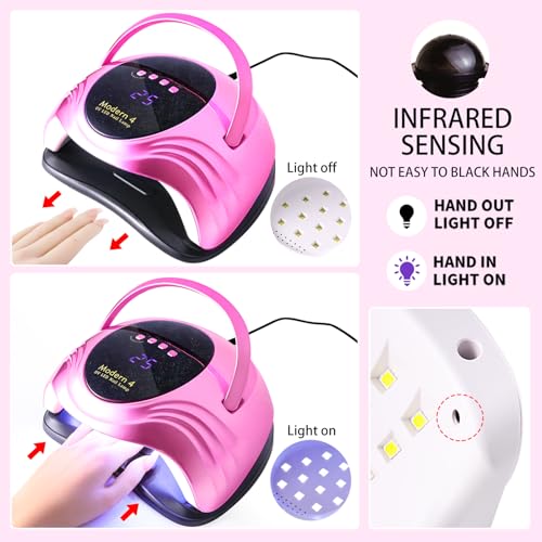 Limegirl UV Nail Lamp - Pearlescent Version, Professional Nail Dryer with 4 Timer, Powerful Dual UV & LED Lamp Beads and Auto Sensor, Fast Curing Gel Lamp, Salon Home Manicure Kit (Pearl Pink)