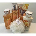 Bath & Body Warm Vanilla Sugar Deluxe 5 Piece Gift Set with Full Size Cream, Lotion, Shower Gel, Fragrance Mist and Shower Sponge