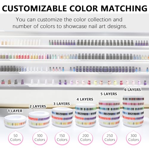Upgraded Nail Polish Display Book 300 Colors, Professional Nail Color Sample Display Show with Transparent Nails Tips and Nails Polish Number Stickers