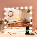 GAOMON Makeup Mirror with Lights, Multifunctional Smart Touch Vanity Mirror with 15 Dimmable LED Lights and 3 Lighting Modes, 3X Magnification, Tabletop or Wall Mount, Dressing Room/Bedroom