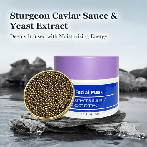 CaviarEssence Face Mask - Soothe & Replenish with Centella, Chamomile & Hyaluronic Acid. Calms Redness & Strengthens Skin Barrier for All Types (3.4 oz)
