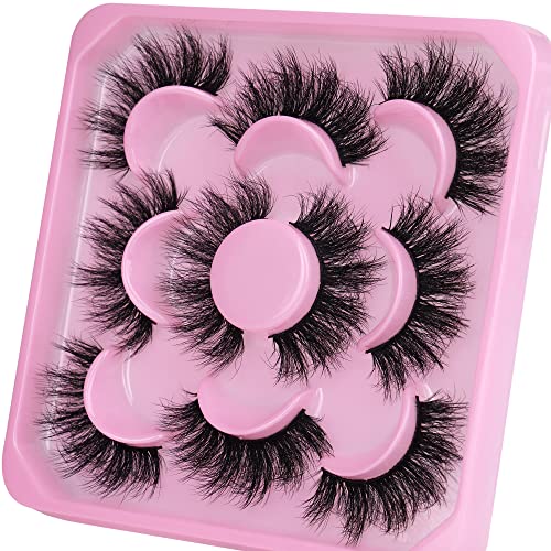 Focipeysa 3D Mink Lashes Fluffy False Eyelashes Dramatic Lashes Mink Strip Lashes Round Shaped and Fluttery Fake Eyelashes 18mm Length Reusable Lash