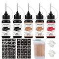 Temporary Tattoos Kit, Yomagine Semi Permanent Tattoo Ink, DIY Fake Freckles Temporary Tattoos for Women Men Kids, Summer Trend Freehand Ink with 78 Pcs Tattoo Stencils, Jagua Gel - Full Kit 5 Bottles