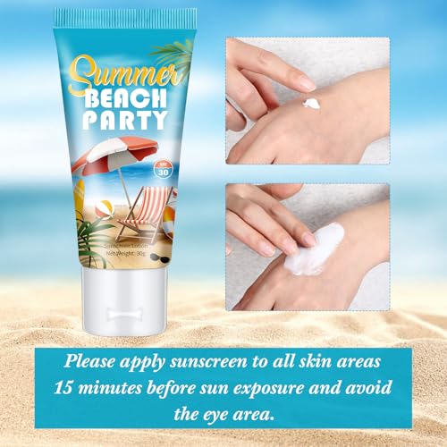 36 Pcs Mini Sunscreen Bulk for Summer Party Wedding SPF 30 Water Resistant Sunscreen Lotion Bulk 1oz Travel Size for Thank You Gifts Wedding Party Supplies (Beach)