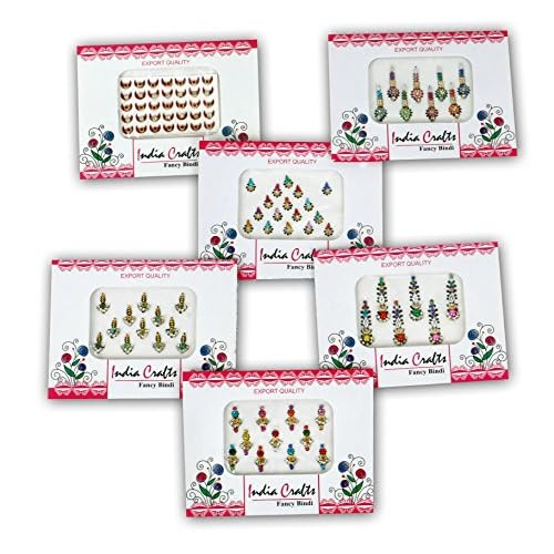 ¢â 12 Packs- 100 Multicolored long Bindis Forehead Tika Face Jewels