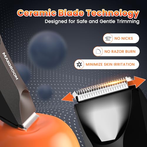 Manscape Body Hair Trimmer for Men, IPX7 Waterproof Pubic & Groin Hair Trimmer- Electric Ball Shaver with LED Light, Ceramic Blade, USB Rechargeable & Travel Pouch