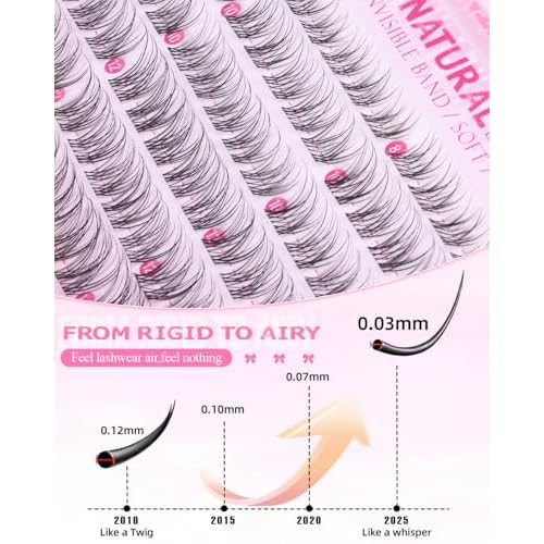 Lash Clusters Natural 8-14mm Short Cluster Eyelash Extensions Wispy Eyelash Clusters Clear Band Lashes Clusters Pesta?as Postizas Naturales C Curl Individual Lashes Extensions Natural Look
