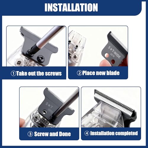 2215 T Wide Detailer Replacement Blades for Wahl 5 Star Serise Detailer Li Trimmer 8081 and 8171 Models (Black)