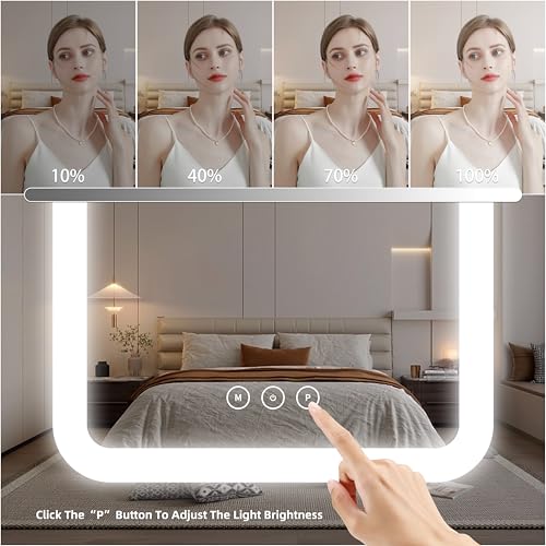 Vanity Mirror with Lights,13.1"¡¿16.7"LED Makeup Mirror,Lighted Makeup Mirror with Lights, Smart Touch Control Dimmable 3 Modes Light, Lighted Up Mirror for Makeup Desk, Bedroom, Dressing Room