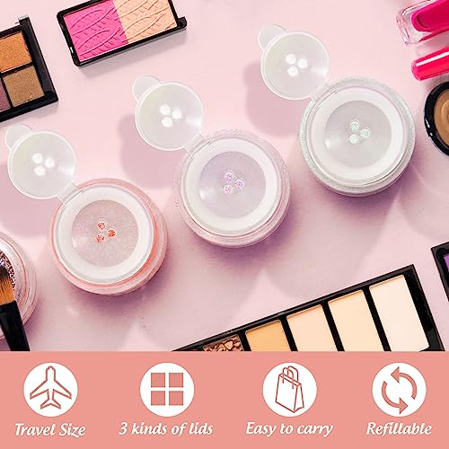 RAYNAG 6 Pieces Mini Empty Loose Powder Bottle, Travel Size Glitter Containers Eye Shadow Powder Shaker Bottle with Sifter and Lids (3 hole)