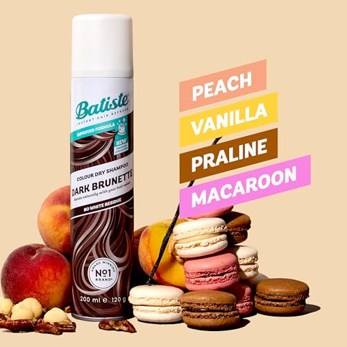 Batiste Dry Shampoo in Divine Dark with a Hint of Colour 350ml, Designed for Brunettes, No Rinse Spray to Refresh Hair in Between Washes, No White Residue for Dark Hair - 2 Pack