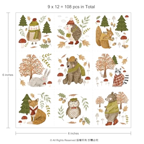 Cheerland Woodland Tattoos Forest Animal Temporary Tattoo Stickers Fall Birthday Decorations Nature Theme Woodland Creature Tattoos for Thanksgiving Bday Autumn Party Favors
