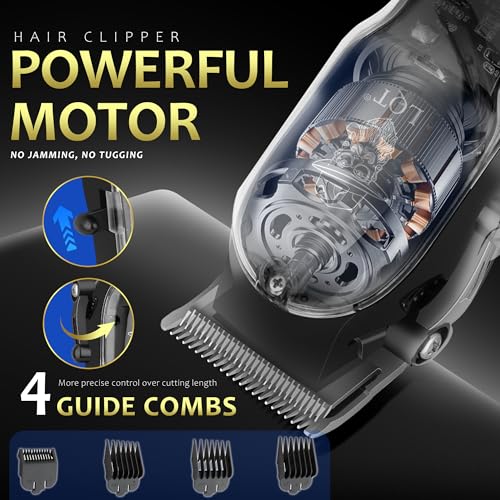Men's Professional Hair Clipper & Trimmer Set with LED Display, Zero-Gap T-Blade, Cordless Nose Hair Trimmer, Electric Foil Shaver, Rechargeable Grooming Kit, Suitable for Barber Shops & Home Use