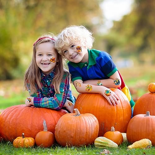 HOWAF 96 Pieces Fall Temporary Tattoos, Fall themed Tattoos for kids, Maple Leaves Pumpkin Fake Temp Tattoo for Fall Thanksgiving Decorations Autumn Stickers