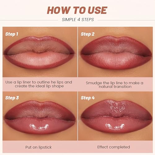 2PCS Lip Liner and Lipstick Combo Set, 2 in 2 Waterproof Lip Liner Long Lasting Lipstick Set, Matte Lipliner Pencil & Hydrating Lip Gloss Makeup Kits for Women (201)