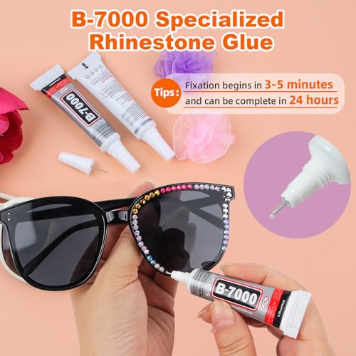 18000Pcs Resin Jelly Rhinestones for Bedazzling, 28 Colors 4mm Flatback Gems for Diamond Art, Bedazzler Kit with 3Pcs 10ml B7000 Jewelry Glue for Crafting Crafts Book Shoes Nail Art