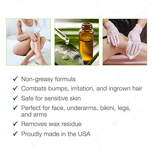 Clean + Easy Post Waxing Treatment, Azulene Oil ? for Sensitive Skin, Soothes Irritation & Removes Wax Residue After Hair Removal, After Wax Care, 2 oz