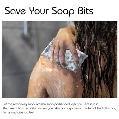 3-in-1 Exfoliating Set ? 2 Soap Saver Pouches (2 Sizes) + Dual-Textured Washcloth for Body & Face ? Eco-Friendly, Durable, Luxurious Spa Experience