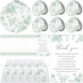 24 Sets Green Floral Bridal Shower Favors for Guest Flower Folding Leather Compact Makeup Mirror Bulk Thank You Cards with Organza Bags for Bridesmaid Souvenir Gift Wedding Party
