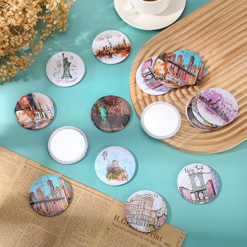 36 Set New York Souvenirs Gifts Bulk City Cosmetic Bag Nyc Makeup Mirrors Souvenirs from USA Women New York Makeup Bag Birthday Party Favors Trip Journey Gifts for Friend Sisters