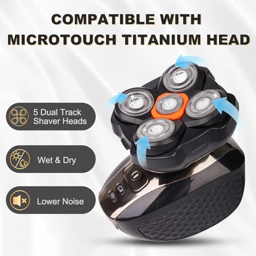 Shaver Replacement Heads Compatible with Microtouch Titanium Head Shaver, for Bald Men Electric Shaver Replacement Heads,2 Pack