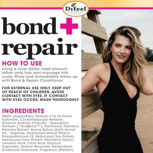 Difeel Bond & Repair Sulfate Free Shampoo, 33.8 oz - Restorative Bond Shampoo for Natural Hair