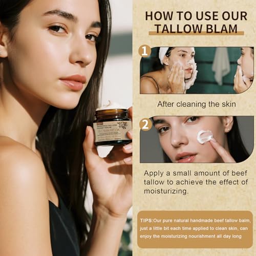 Beef Tallow for Skin, Beef Tallow Honey Balm-100% Organic Grass-Fed-handmade Whipped-Face & Body Moisturizer cream£¬with Manuka Wild Honey, Natural Skin Care for Sensitive, Dry Skin, Body Lotion. 2oz