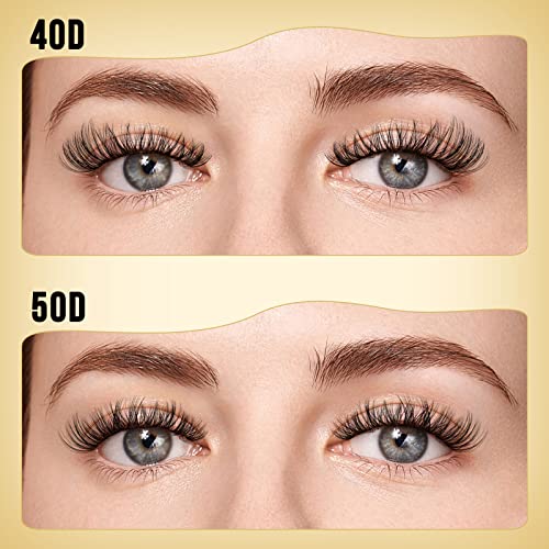QUEWEL Lash Clusters 320Pcs Cluster Lashes 40D+50D C Curl Lash Cluster Eyelash Extensions Mix12-18mm Individual Eyelashes Clusters Wispy Lash Clusters Thin Band Soft to Use at Home(40D+50D C Mix12-18)