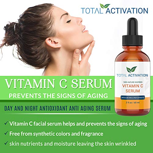 Vitamin C Serum for Face with Aloe Vera & Vitamin E, Anti-Aging, Hydrating Serum Smooth, Glowing Skin & Fine Line Treatment, Fast-Absorbing, 2oz
