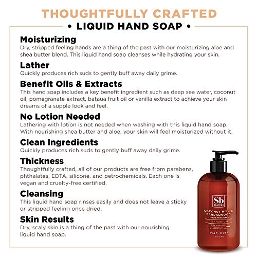 Soapbox Coconut Milk & Sandalwood Liquid Hand Soap Combo Pack, 3 Pack of 12oz Bottles + 64oz Half Gallon Refill