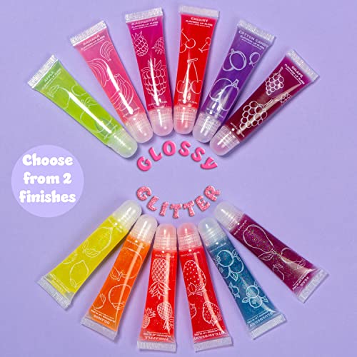 EXPRESSIONS 12-Pack Flavored Lip Gloss Bulk Set | Non-Toxic, Kid-Safe Squeeze Tubes for Party Favors, Goodie Bag Fillers & Classroom Gifts