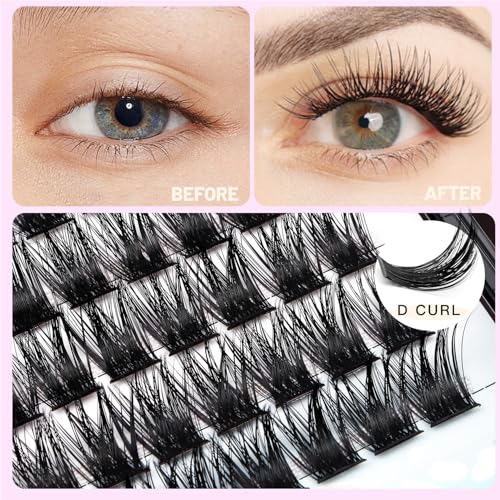 96pcs Mixed 8-10-12-14mm/10-12-14-16mm Thick Base Dramatic Black Soft Cluster Individual False eyelashes Wide Stem 5D Volume Eye Lashes Extensions (8-10-12-14mm)