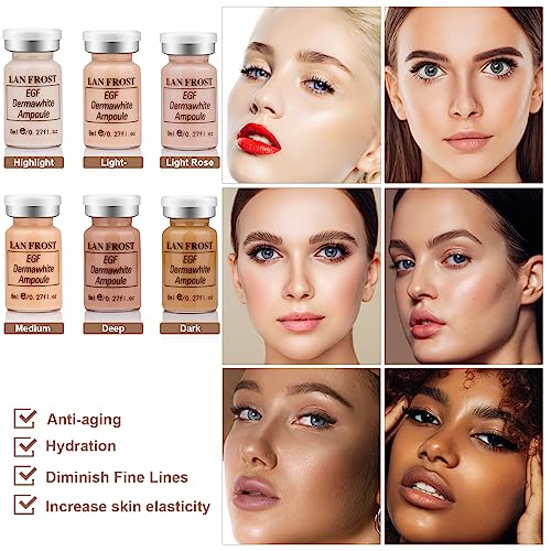 Facial Glow Serum Starter Kit Hyaluronic Acid Essence Foundation Skin Care Kit 0.27oz 6 Vials, Combined With Niacinamide and Peptides To Brighten Skin Tone Anti-Aging Foundation 6-Color(Multicolo)