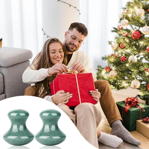 ideayard Mushroom Gua sha 2Pcs Jade Eye Massage Facial Tool Smooth Cute Mushroom Shaped Scraping for Women SPA Lift Remove Wrinkles (Green(2pcs)