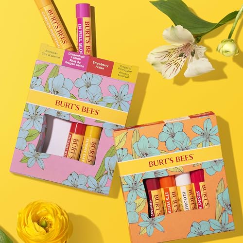 Burt's Bees Gifts Ideas - Just Picked Lip Balm Set, Pomegranate, Watermelon, Sweet Mandarin, Coconut & Pear, Natural Origin Lip Treatment, 4 Tubes, 0.15 oz.