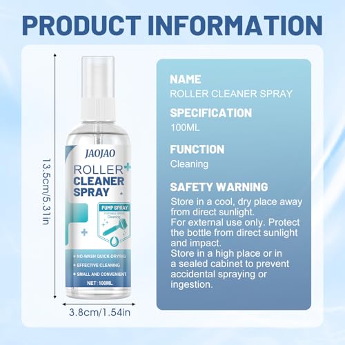 JAOJAO Roller Cleaner Spray, Effective Cleansing Gentle Care Convenient Design Avoid Blockage and Damage Extend Instrument Life for Roller Instrument 100ml