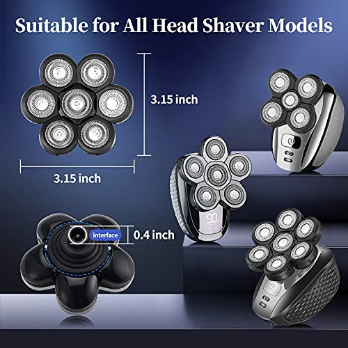 Electric Shaver Replacement Head Upgraded 7D Mens Electric Shaving Head Freedom Bald Shavers Blades Wet & Dry Electric Razor Floating Replacement Heads Close Head Shavers Replacement Blades (Gray)