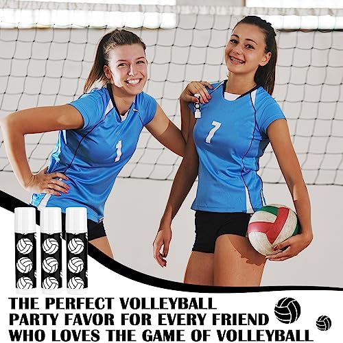 24 Pcs Volleyball Lip Balm Volleyball Team Gifts Volleyball Party Favors Volleyball Lip Balm Gift for Volleyball Team Volleyball Party Guest Supplies(Black)