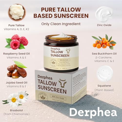 Beef Tallow Sunscreen (2 pack): SPF 50 Daily Sun Care for Extremely Sensitive, Acne-Prone & Kid-Safe Skin ? Non-Toxic Sunblock with 22% Non-Nano Zinc Oxide, Clean Formula for Face & Body