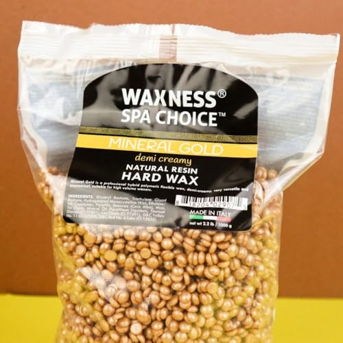 Waxness Spa Choice Mineral Gold Demi Creamy Hard Wax Beads 2.2 lb / 1 kg Pack of 2