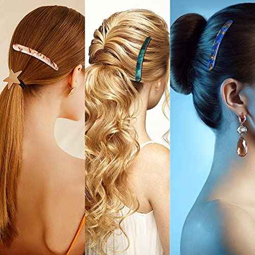3PCS Hair Barrette for Women, French Hair Barrette Tortoise Shell, Automatic Hair Clips for Thick Medium Volume Hair, Hair Pin Retro Hair Clasp