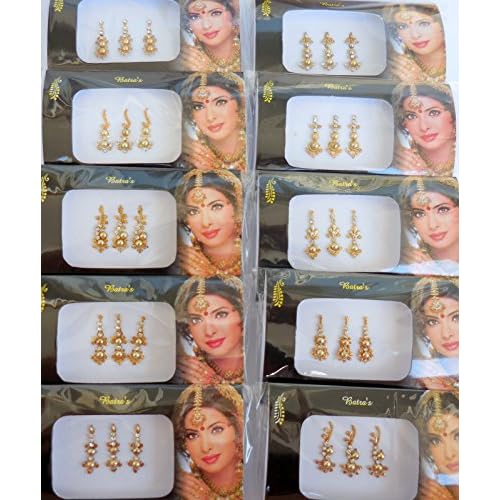 8 Bindi Pack - 24 Combo Bindi Stickers, Multicolored, Silver, Gold, Black