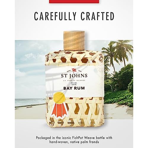 St. John Bay Rum Aftershave and Cologne | Made with Bay Leaves from The Virgin Islands | Bay Leaf After Shave Fragrance for Men | (4 oz Splash Bottle)