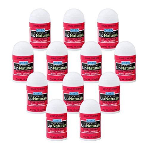 Lip Naturals¢ç | Mini Bing Cherry Lip Balm with Sunscreen (SPF-15) | Made in USA with Beeswax & Coconut Oil | 12-Count Mini Lip Balm Pack with Bing Cherry Flavor (0.10oz/3g Each)