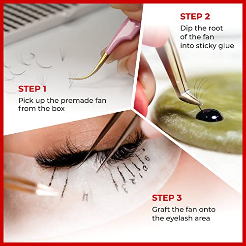 THE LASH SUPPLY 120 Fans, 5D Premade Fan Eyelash Extensions, C/D Curl, 8-15mm Length, 0.07 Thickness, 12 Lines, Volume Lash Extensions, Natural and Long-lasting Curl